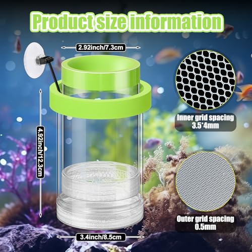 Beeveer 2 Pcs Breeder Box for Fish Tank Aquarium Breeder Separation Net Breeding Box with Suction Cup for Small Fish Shrimp Clownfish Guppy(Green,M)