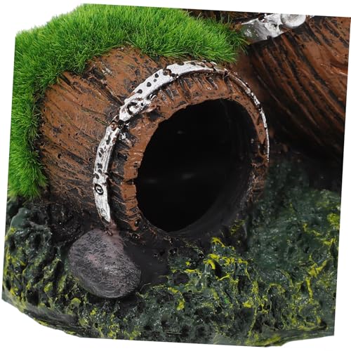Yardwe Resin Broken Barrel Aquarium Ornament Betta Fish Hideout Decor Small Fish Tank Accessory Effortless Maintenance Sustainable Material for Aquatic Environments