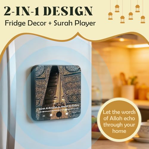 Mason Life Islamic Gifts Fridge Magnet, Preloaded Surah Audio Player with Islamic Recitations, USB-C Rechargeable, Ramadan & Eid Gifts - color: Masjid Al-haram
