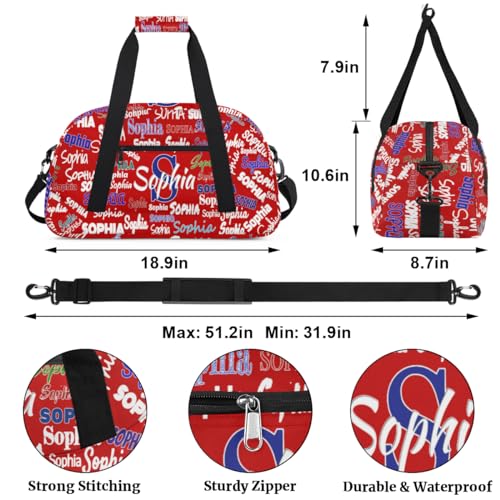 Custom Sports Duffel Bag Boys Personalized Kids Gym Bag, Red | Customized Travel Duffle Bag with Name Ranked - color: Color 1