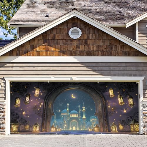 6 * 13FT Ramadan Garage Door Cover Decorations Ramadan Garage Door Banner for Outdoor Indoor Summer Party Photography Backdrop - color: Ramadan, size: 6*13 ft