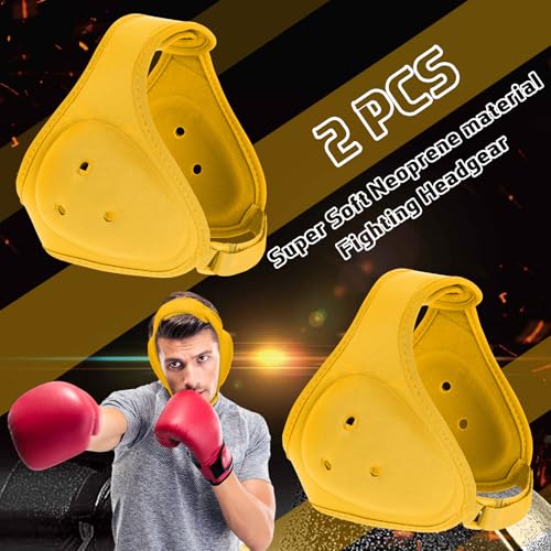 Jerify 2 Pcs Wrestling Headgear for Kids Youth Soft Grappling Headgear Wrestling Adjustable Ear Guard Protective(Yellow) - color: Yellow