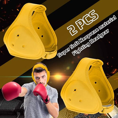 Jerify 2 Pcs Wrestling Headgear for Kids Youth Soft Grappling Headgear Wrestling Adjustable Ear Guard Protective(Yellow) - color: Yellow