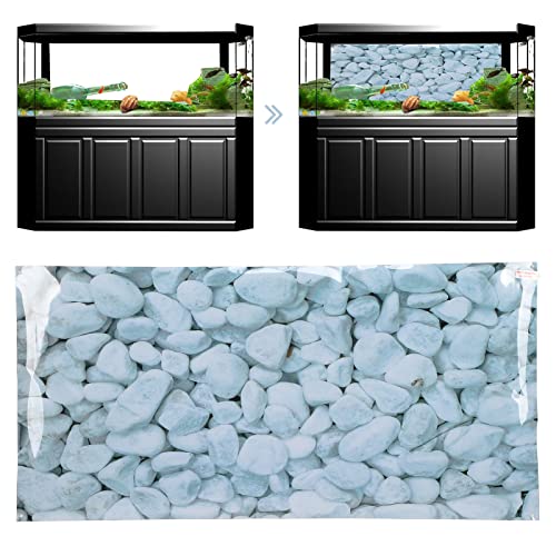 HEEPDD Aquarium Background, 91x50 Cm White Pebbles Pattern PVC Self Adhesive Wallpaper No Removal Terrarium Background for Fish Tank Decoration - size: 91*50CM