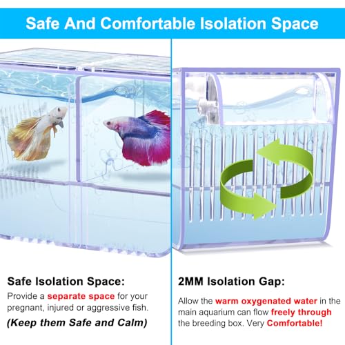 DaToo Fish Breeding Box Aquarium Holding Tank Transparent Fish Isolation Box Acclimation Hatchery Incubator Breeder for Betta Shrimp Clownfish Guppy(Size S)