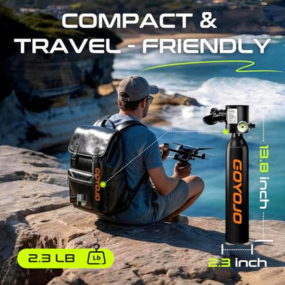 GOYOJO Mini Scuba Tank, Portable Diving Lung Air Tank with DOT Certified | Refillable Emergency Backup Pony Bottle for Snorkeling, Underwater Breathing, Training - color: 0.5L Black & Green
