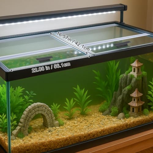 2PCS Set 22.08x16.57x0.16in（Each Piece） Clear Tempered Glass Canopy | 75/90/110 Gallon Aquarium Fish Tank Hoods For Aqueon - size: 2PCS-22.08x16.57in