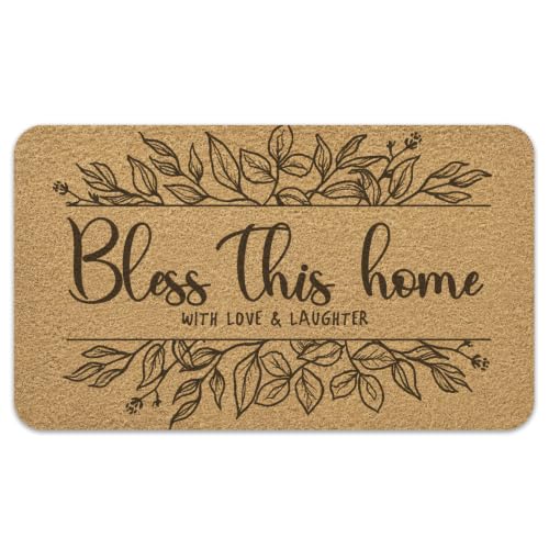 Housewarming Gift Door Mat,New Home Decor for New Homeowner Outdoor Non-Slip Doormats,Bless This Home Doormat Outdoor Indoor Entrance 30"x17" - color: Christian03