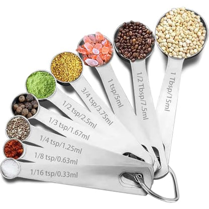 9PCS Measuring Spoons Set, 1 tbsp, 1/2 tbsp, and 1-1/16tsp Stainless Steel Teaspoon Measuring Spoons for Cooking Baking Spice Jars and Liquid Ingredients - size: 9 Pcs