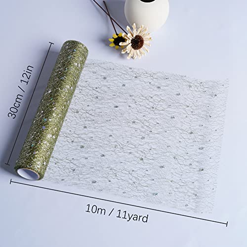 OSVINO Starry Moon Table Runner, Sequin Glitter Mesh for Wedding Party - color: Green