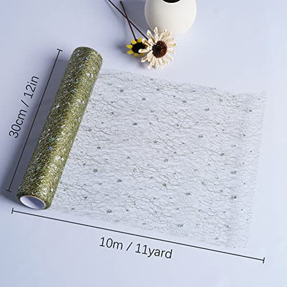 OSVINO Starry Moon Table Runner, Sequin Glitter Mesh for Wedding Party - color: Green