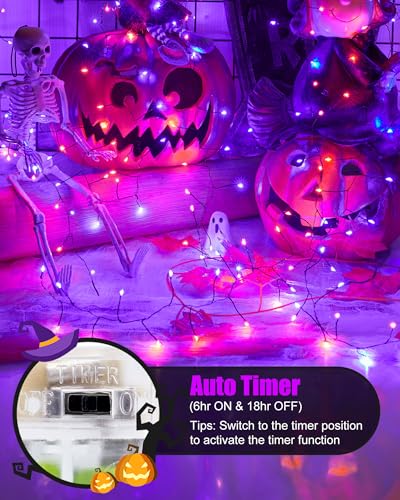 Minetom Fairy Lights Battery Operated, Twinkle String Lights 5ft 60LED - color: Orange & Purple
