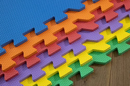Interlocking Foam Floor Tiles From Square Brands for MMA | Gym Flooring | Puzzle Mat for Home Exercise | Play Mat Tiles | 3/8" - size: 144SQFT