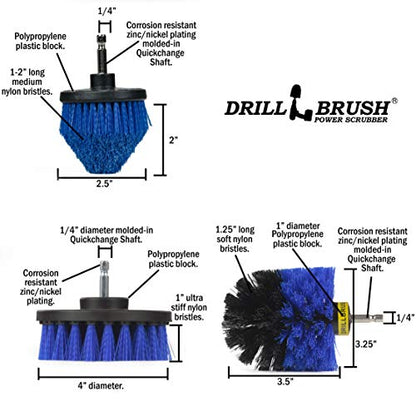 Drill Brush Aquatic Cleaning Brush Set - Fish Tank Accessories - Boat Accessories - Aquarium Scrubbing Kit - Swimming Pool Brushes - Pool Cleaning Household Set - Fish Tank Cleaner - Cleans Boat Seats - color: Blue