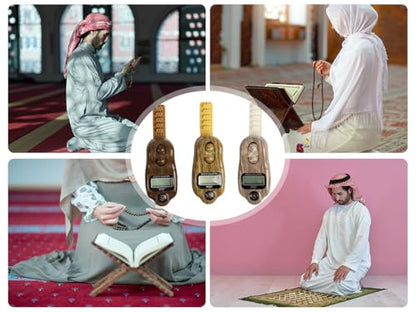 Digital Beads Counter, 3 Pieces Digital Tasbih Tally Counters, Digital-Counter with Compass, Resettable Finger Counter,Electronic Rotating Prayer Beads Counters,for Meditation,Muslim Prayer