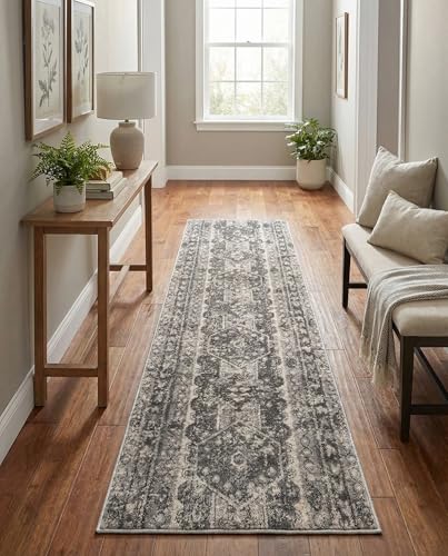Rugs.com Oregon Collection Rug – 8 Ft Runner Gray Low-Pile Rug Perfect for Hallways, Entryways - color: Grey 2, size: 2'2" x 8' (Runner)