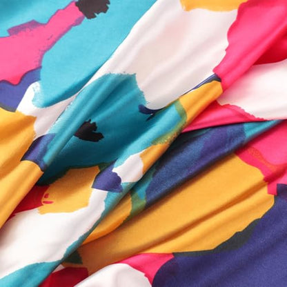 DRESHOW 35” Large Square Satin Head Scarf - 4Pcs Silk Accessories Classic Patterned Squares Beach Bandanas for Women - color: 4 Pcs: Colorful Graffiti