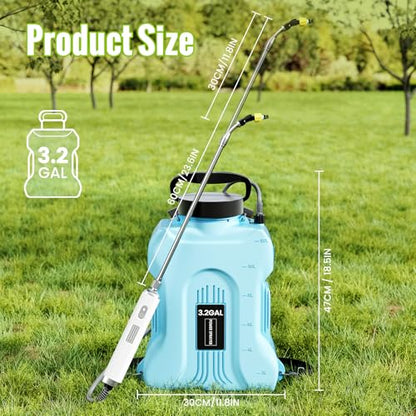 Sprayers in Lawn and Garden - 3.6 Gallon Battery Powered Sprayer with Pump, Telescopic Wand,Water Hose Nozzle - Portable Yard Sprayer for Weed Control, Fertilizing, Watering - color: Blue