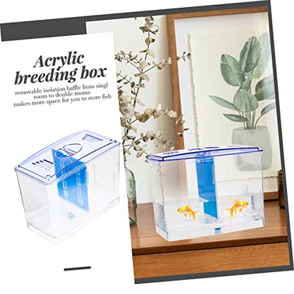 Healifty Miniature Acrylic Fish Breeding Box with Double Isolation Divider Transparent Fish Tank Hatchery Incubator for Betta and Small Aquarium Easy to Clean and Install Safe Water Quality
