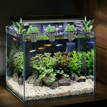 4 PCS Upgraded Aquarium Plant Holder, Fish Tank Plant Holder with 3 Size Extension Hooks and Suction Cups for Fish Tank Aquaponic Cultivation