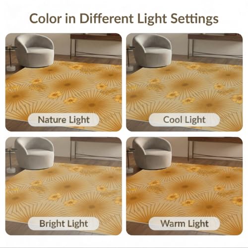 6'x9' Washable Beachy Palm Tree Area Rug, Beige Foldable Non-Slip Large Carpet Foldable Easy Care Carpet for Queen Size Bedroom, Under Bed, Master Bedroom | Ref:1991788 - color: Beige/Pattern 8, size: 6' x 9' (Rectangular)