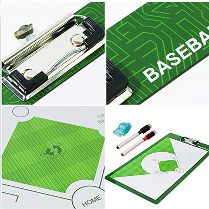 Foldable Leather Football Soccer Magnetic Tactic Marker Coaching Clipboard with Zipper and Marker Pen - Coaching Strategy Guiding Board Kit Equipment Portable Coach Tool - style: Baseball