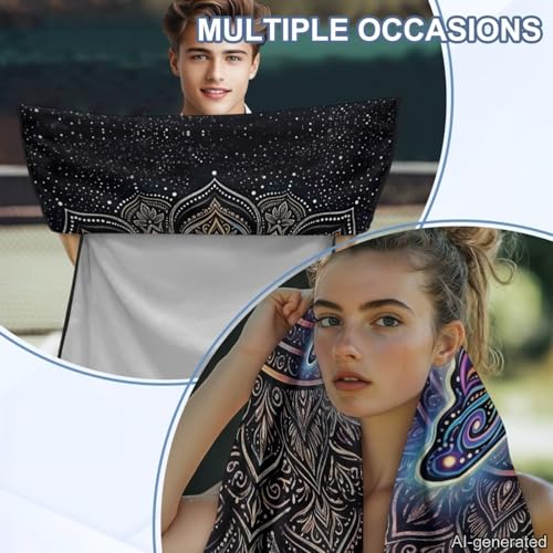 Boho Butterfly Print Towel Automotive Seat Covers Galaxy Print Athletic Towels for Car Seats with Storage Bag Absorbent Microfiber Towels Universal Fit Truck Sedan SUV - color: Black-Boho Butterfly Galaxy
