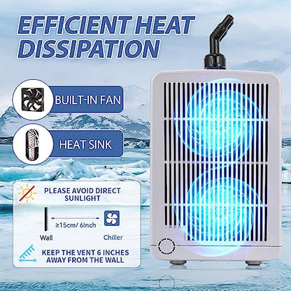 Poafamx Aquarium Chiller 42Gal Water Chiller for Fish Tank 1/10 HP Water Cooler Refrigeration Compressor for Axolotl Hydroponics System Saltwater Freshwater Coral Jellyfish with Pump and Pipe 110V