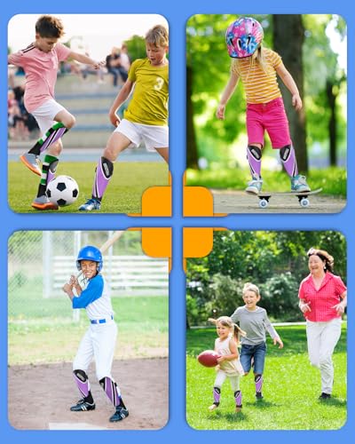 BROTOU Shin Guards Soccer Youth, Soccer Shin Guards for Kids 3-15, Light Weight Adjustable Straps Shin Pads Protection Equipment with Ankle and Leg Calf Protection - color: Purple, size: Small