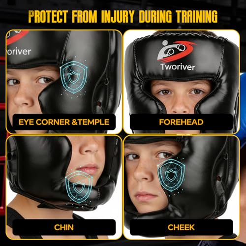 Boxing Headgear 2 Pack for Kids Men Youth, Full Face MMA Sparring Helmet with Adjustable Protection, Easter Basket Stuffers Boxing Face Mask for Boys Gift Ages 8‑12, Muay Thai, Martial Arts Training