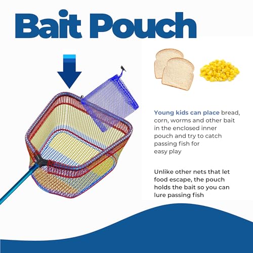 Kids Fishing Net - Extendable Telescopic Landing Net for Boy Girl Children Catching Small Fish Crab Shrimp Minnow Dragonfly Beach Pier Lake River Ocean - color: Style 2 (Blue)