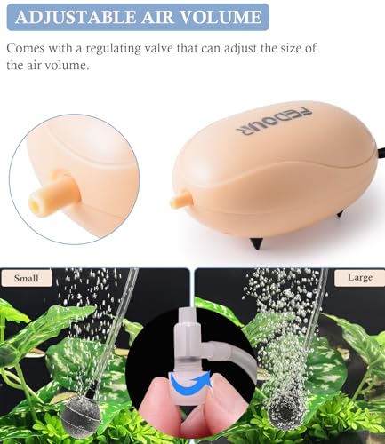 Mini Aquarium Air Pump, Quiet Fish Tank Oxygen Pump with Single Outlet, Aquarium Air Bubbler with Complete Accessories for up to 20gallon Fish Tanks, Betta Tanks, Shrimp Tanks