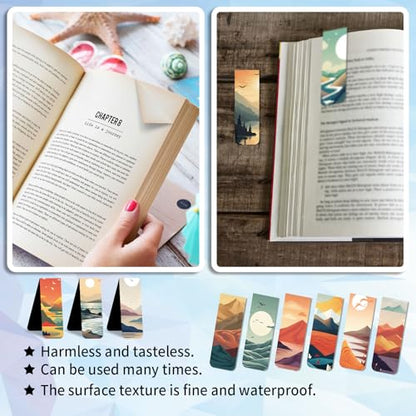96 Pieces Magnetic Bookmarks Magnet Page Markers - Book Marks for Reading Women & Men with Storage Boxes - Cute Magnet Bookmark Clips for Reading Pleasure（Landscape） - size: 96, style: Landscape Style