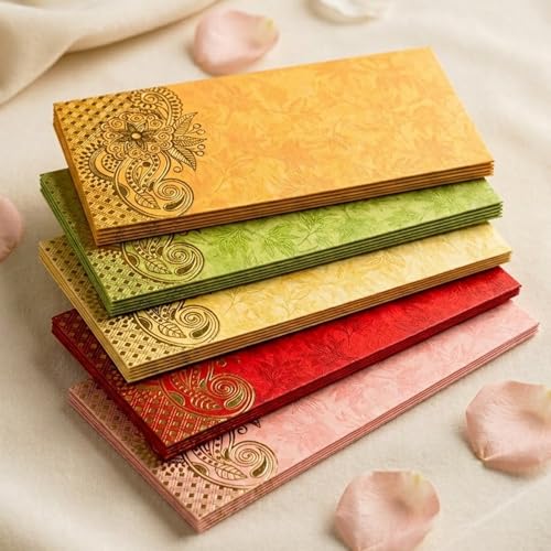 LoveNspire Money Envelopes (7.5 x 3.5 Inch) Decorative Paisley Pattern Shagun Lifafa for Indian Wedding, Birthday | Cash Gift Holder & Home Savings Organizer Pack Of 100 - color: Assorted Paisley, size: Pack of 100