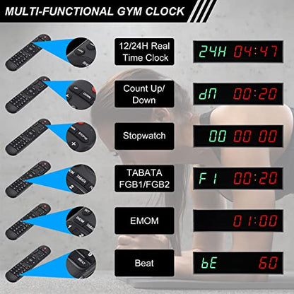 PATIKIL LED Gym Timer Workout Timer Interval Timer Count Down/Up Clock Wall Clock with Remote 11.4" Large Digital Display Timer for Home Garage Fitness
