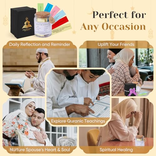 99 Quran Verses Jar in Arabic and English - Islamic Gifts for Muslim Women, Men, Kids - Ramadan & Eid Gifts, Read Me When Quran Jar, Quranic Affirmations, Islamic Decor, Ramadan Decorations for Home