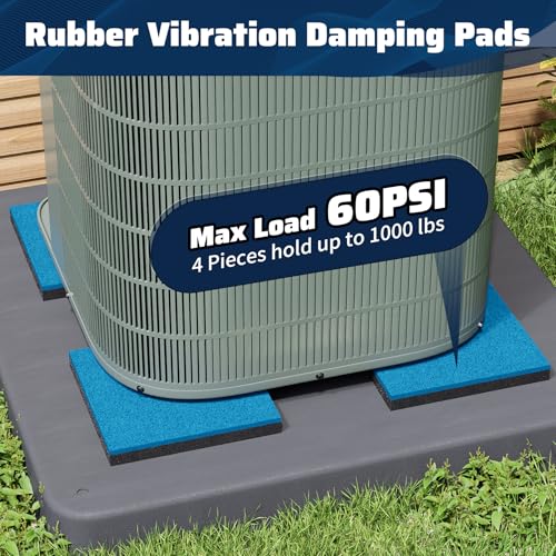 Anti Vibration Pads 8 x 8 x 3/4 inch, 4 Pack Vibration Damping Mats for Central Air Conditioner Outdoor Unit Condensing Unit Vibration Dampener on Equipment Pad, Reduces Noise, Up to 1000lbs