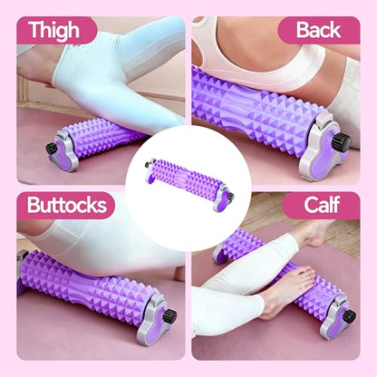 Foam Roller with Detachable Stand, 18” Deep Tissue Massage Roller | 3-Level Height Adjustable Support, Beginner-Friendly Design for Home Workout & Muscle Recovery -Purple - color: Purple