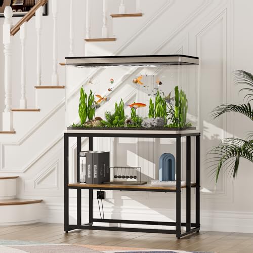 Urban Deco 40 Gallon Fish Tank Stand with Power Outlets, 660LBS Capacity Aquarium Stand, Metal Fish Tank Stand Dual-Layer Design Terrarium Stand, Rustic Brown - color: Brown, size: 40 gallon