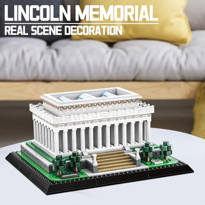 CAXIMSY Lincoln Memorial Building Block Set 979 Pcs Washington DC Architecture Model Kit for Adults & Teens Historic USA Landmark Home Office Desk Decor Display Gift - style: Lincoln Memorial Model