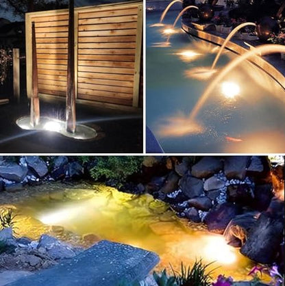 Warm White Pond Lights, 2500K Underwater Pond Light IP68 Waterproof Submersible Fountain Lights for Pond Fountain Waterfall - 2 Lights - size: 2 lights