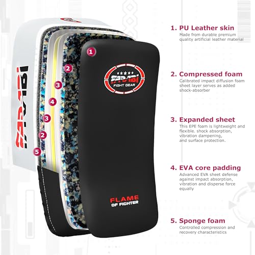 Farabi Thai Pad Training Kick Pad Curved Coaching Pad Kicking Mix Martial Arts x 1 Single Unit - color: Black
