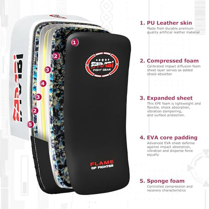 Farabi Thai Pad Training Kick Pad Curved Coaching Pad Kicking Mix Martial Arts x 1 Single Unit - color: Black