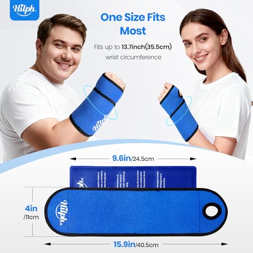 Hilph Wrist Ice Pack Wrap for Carpal Tunnel Relief, FSA Eligible HSA, Reusable Wrist Hot & Cold Therapy Brace for Hand Injuries, Arthritis, Tendonitis, Surgery Recovery Items Gifts Men Women, Blue - style: Casual