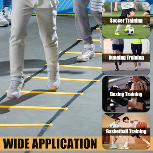 Ykimok Agility Ladder, 20 Feet 12 Rungs Speed Training Ladder for Soccer, Football, Footwork Fitness, Speed Agility Training Equipment for Athletes and Coaches