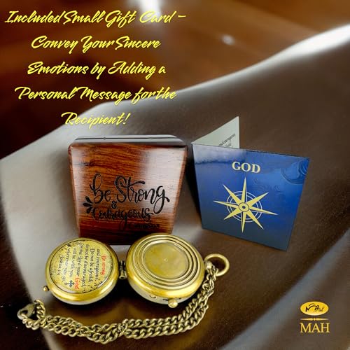 Bible Verse Brass Compass – “Be Strong and Courageous” (Joshua 1:9) | Christian Gift for Graduation, Baptism, Confirmation – Religious Keepsake for Boys, Girls, Teens, Men, Pastors & Church Events - style: Be Strong – Edition 3