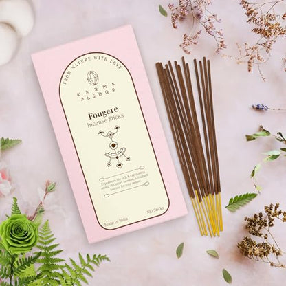KarmaPledge Fougere Incense Sticks, Burn Time 45-60 Min, 100 Sticks - color: Fougere, size: 100 Hand Dipped Sticks