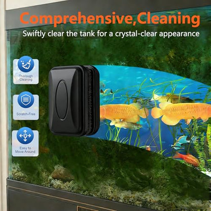 Fish Tank Cleaner Kit, Gravel Vacuum for Aquarium, Fish Tank Aquarium Vacuum Gravel Cleaner, Aquarium Siphon with Magnetic Fish Tank Glass Cleaner, Aquarium Cleaning Tools Water Changer