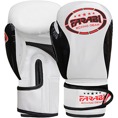 Farabi Boxing Gloves Kids Junior Muay Thai Kick Boxing Training MMA Punching Bag - color: White Black, size: 6OZ
