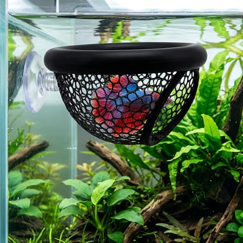 2 PCS Floating Hide with Suction Cups, Aquarium Betta Bed for Fish Tank, Beta Hammock for Fish, Floating Betta Hammock with Feeding Ring, Compact Design 10 cm x 5.6 cm